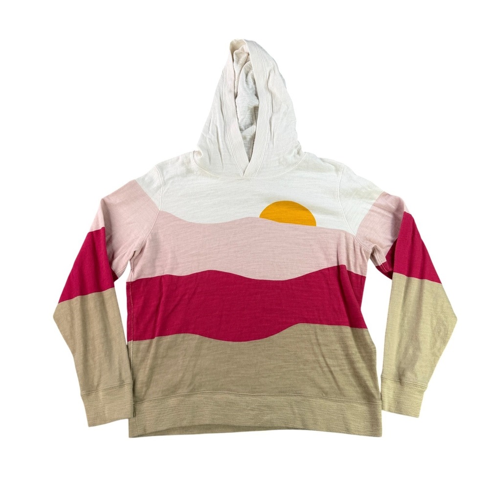 Faherty Sunset Hoodie Women Large Multi Color Organic Cotton Landscape Pullover